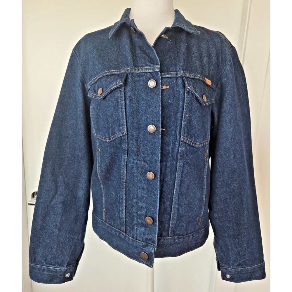 Vintage Rustler Denim Trucker Jacket Sz M Cotton Dark Wash Blue 79300PW USA Made